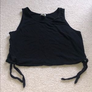 Black Cropped Tie Tank